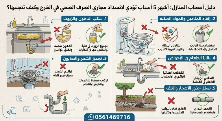 كيف تساهم صيانة خزانات الصرف في منع الانسدادات بالدلم؟ 0561469716