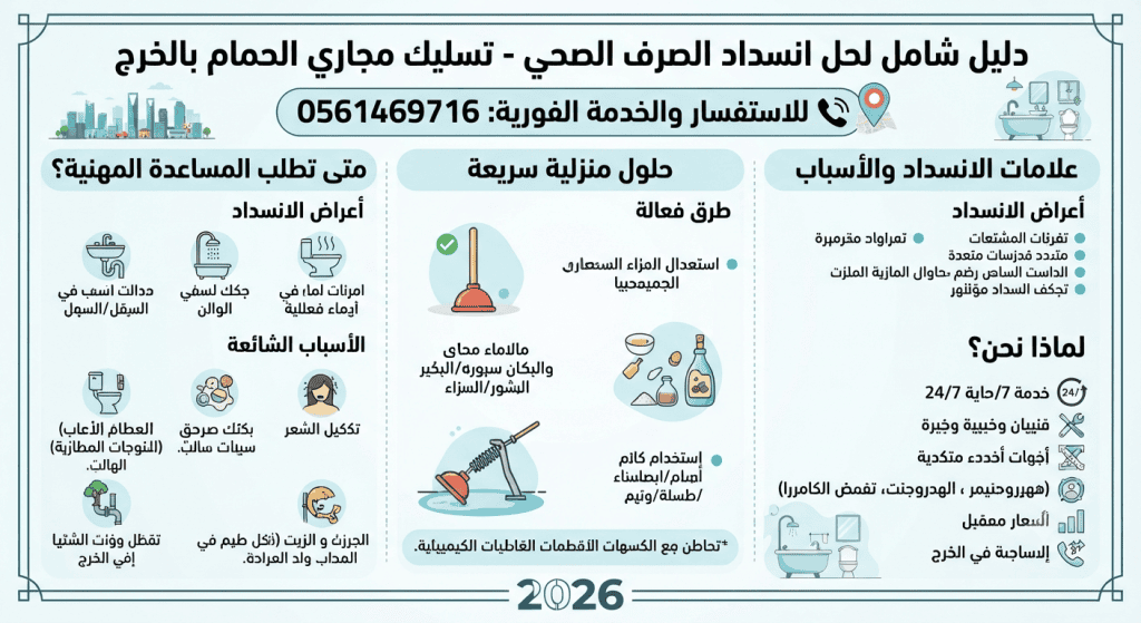 تسليك مجاري الحمام بالخرج