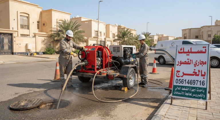 تسليك مجاري القصور بالخرج 0561469716 بأحدث أجهزة الضغط العالي والكمبروسر لمعالجة الانسدادات