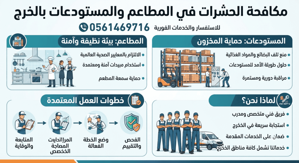 مكافحة الحشرات في المطاعم والمستودعات بالخرج